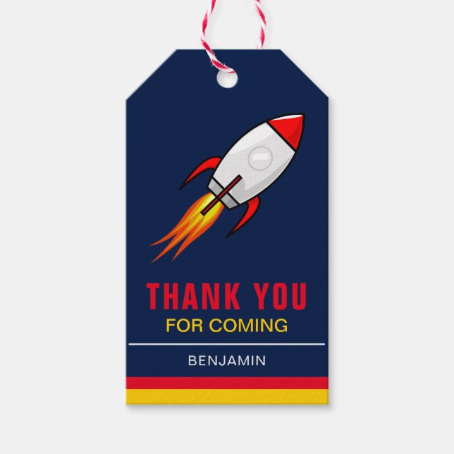 Étiquettes-cadeau Cadeau de fête d'anniversaire fusée spatiale (Devant)