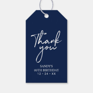 Étiquettes-cadeau Cadeau de fête de lettrage moderne Navy Brush Merc