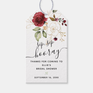 Étiquettes-cadeau Cadeau de Fête de Mariage Floral de Bourgogne Sip
