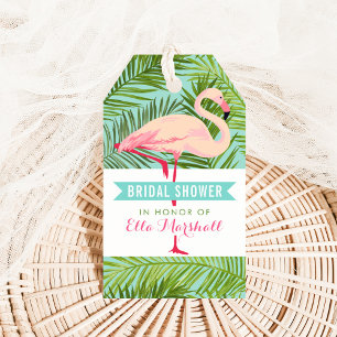 Étiquettes-cadeau Cadeau de Fête de Mariage Rose Tropical Flamingo