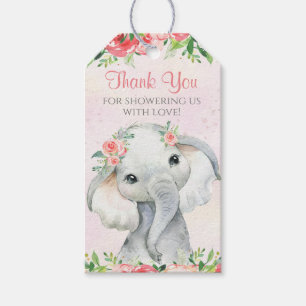 Étiquettes-cadeau Cadeau de fête prénatale éléphant fille