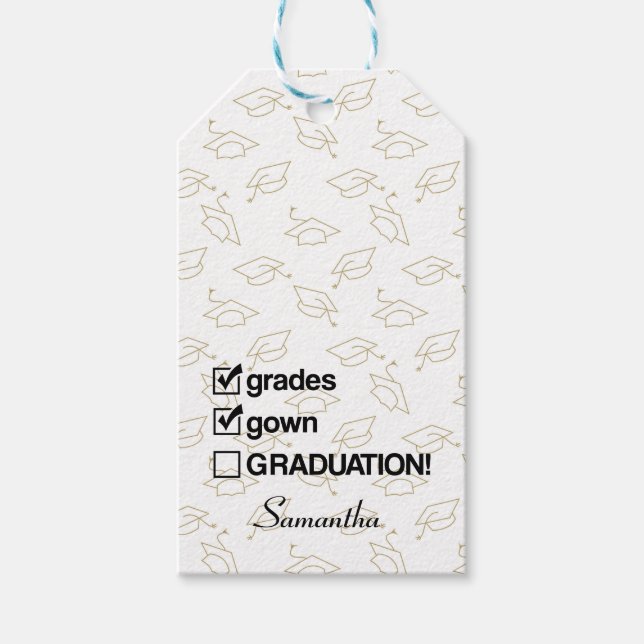 Étiquettes-cadeau Cadeau de graduation de nom personnalisé | Drôle G (Devant)