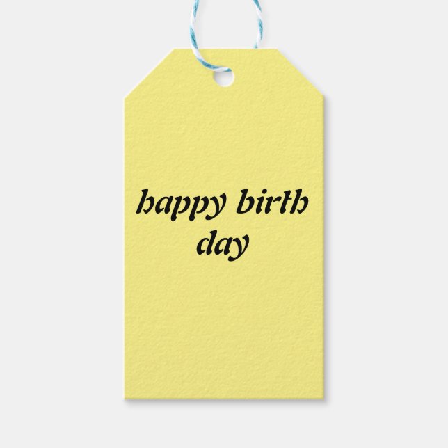 Étiquettes-cadeau cadeau de jour de naissance jaune (Devant)