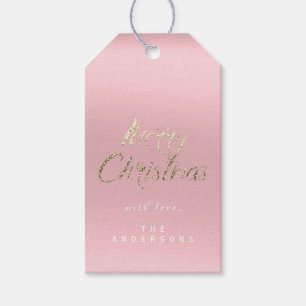 Étiquettes-cadeau Cadeau de Joyeux Noël pour script le rose en