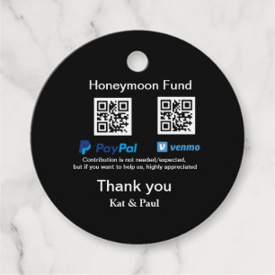 Étiquettes Cadeau Cadeau de lune de miel PayPal Venmo code QR merci