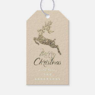 Étiquettes-cadeau Cadeau de manuscrit de Joyeux Noël à l'or en