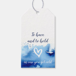 Étiquettes-cadeau CADEAU DE MARIAGE bleu marine aquarelle élégant