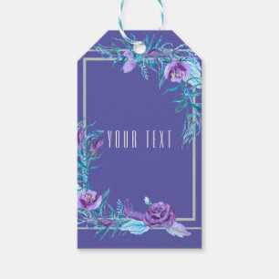 Étiquettes-cadeau Cadeau de mariage chic floral aqua violet ultra