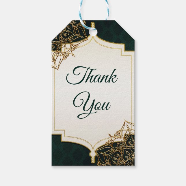 Étiquettes-cadeau Cadeau de mariage Nuits arabes marocaines vert et  (Devant)