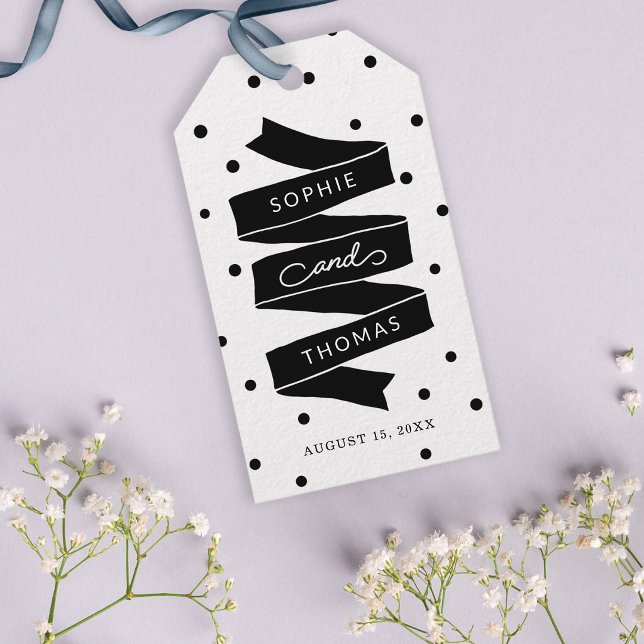 Étiquettes-cadeau Cadeau de mariage Points et Ruban (Créateur téléchargé)