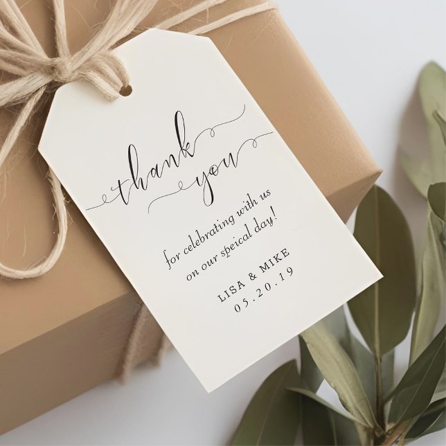 Étiquettes-cadeau Cadeau de mariage Simple Élégance Merci (Créateur téléchargé)