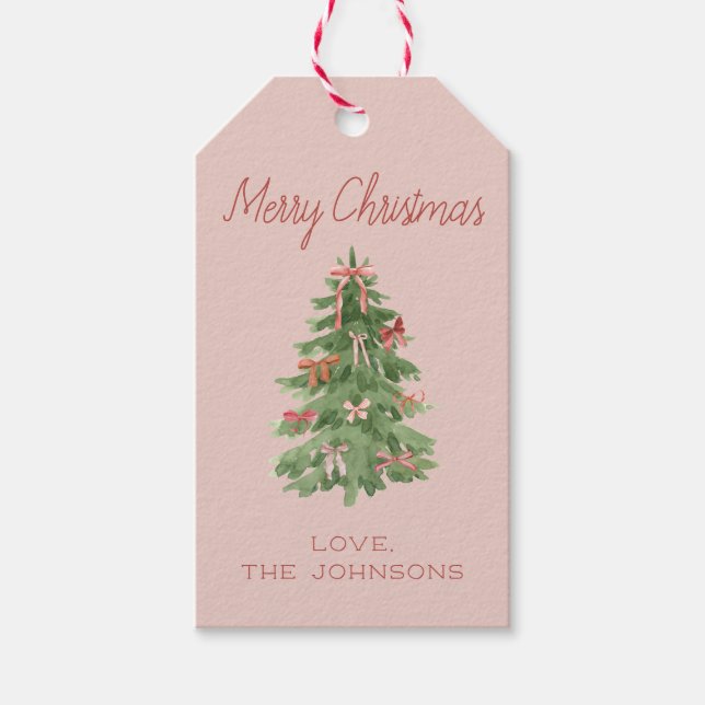 Étiquettes-cadeau Cadeau de Noël de fille rose mignonne (Devant)