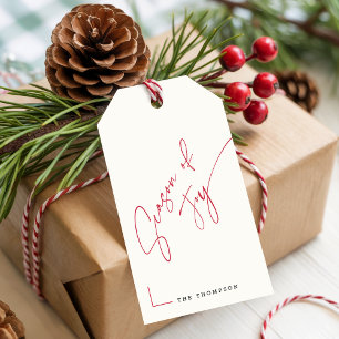 Étiquettes-cadeau Cadeau de Noël Famille Minimaliste Élégante