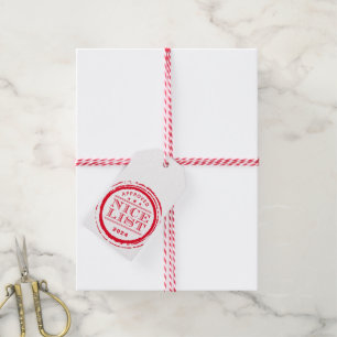 Étiquettes-cadeau CADEAU DE NOËL santa nice list timbre rouge