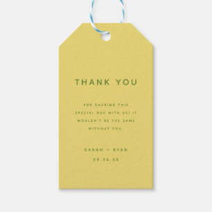 Étiquettes-cadeau Cadeau de remerciement de mariage jaune citron sim