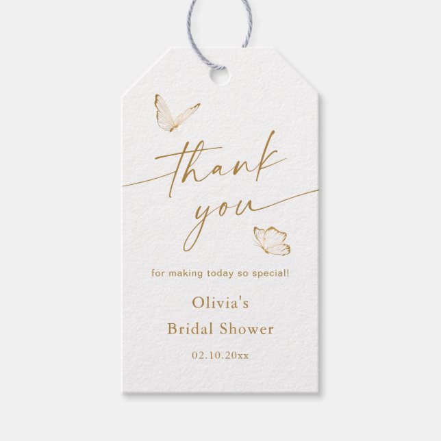 Étiquettes-cadeau Cadeau de Remerciement pour un Mariage Papillon (Devant)