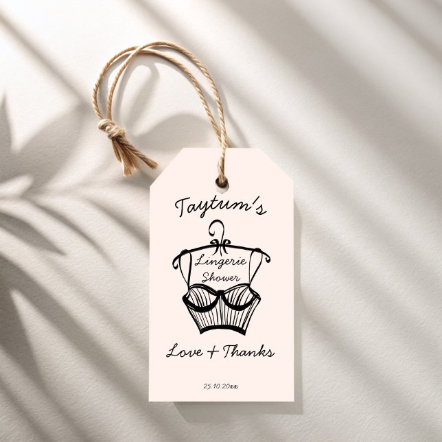 Étiquettes-cadeau Cadeau de remerciement pour une douche de lingerie (Lingerie bridal shower thank you favor gift tags personalized favor tags custom favor tags)