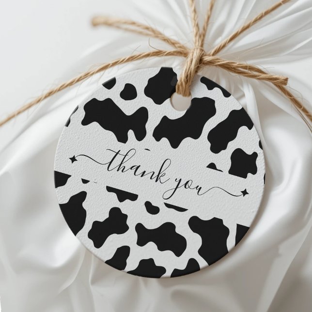 Étiquettes Cadeau Cadeau de remerciement pour une soirée country à m (Cow Print Cowgirl Country Party Thank You Gift Favor Tags
)