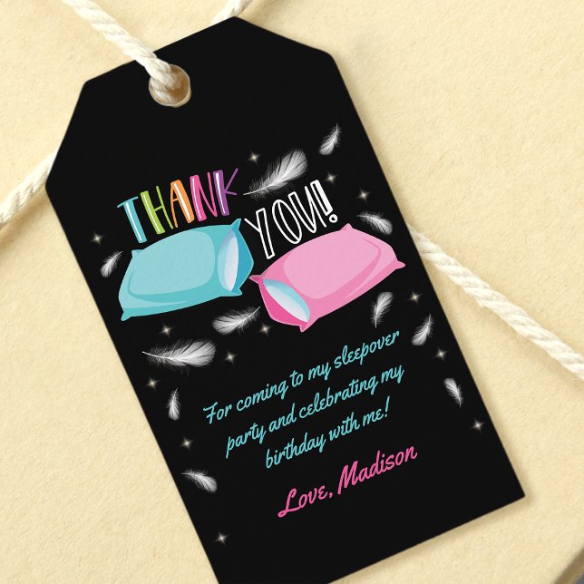 Étiquettes-cadeau Cadeau de remerciement pour une soirée pyjama Rain (Créateur téléchargé)