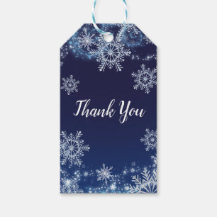 Étiquettes-cadeau Cadeau Fêtes Hivernales Flocons de Neige Bleus et