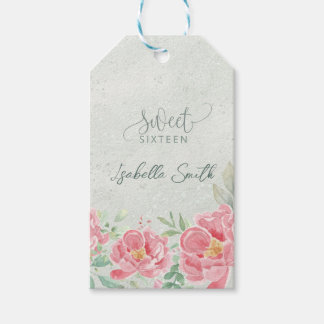 Étiquettes-cadeau Cadeau Fleurs Douces Vert et Rose pour un Sweet Si
