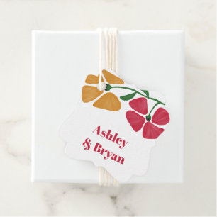 Étiquettes Cadeau Cadeau Floral Nouveau Mariage lumineux et coloré