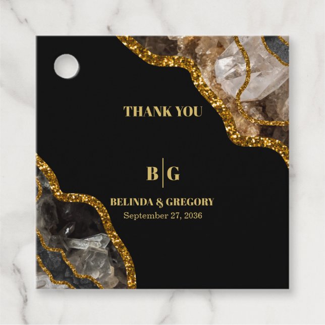 Étiquettes Cadeau Cadeau Mariage de la Parties scintillant de l'Agat (Devant)