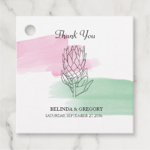 Étiquettes Cadeau Cadeau Mariage King Protea Watercolor