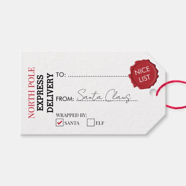 Étiquettes-cadeau Cadeau officiel du Père Noël présent du pôle Nord (Devant (Horizontal))