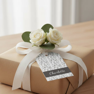 Étiquettes-cadeau Cadeau personnalisé avec monogramme et toile flora