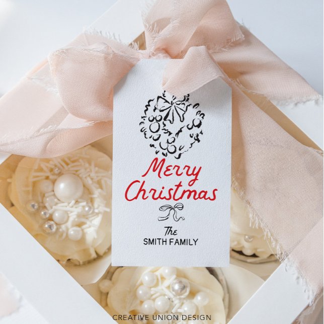 Étiquettes-cadeau Cadeau personnalisé Noël Joyeux dessiné à la main (Créateur téléchargé)