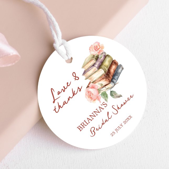 Étiquettes Cadeau Cadeau pour la fête de douche de mariée nouveau ch (Story book a new chapter books themed bridal shower thank you favor tags personalized favor tags)