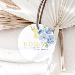 Étiquettes Cadeau Cadeau principal de la fête de mariage bleu jaune