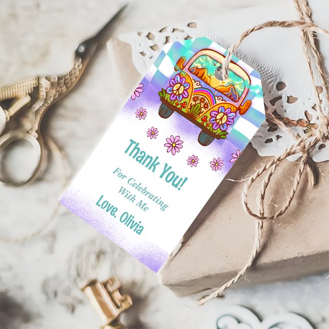 Étiquettes-cadeau Cadeau Retro Rainbow Super Merci (Créateur téléchargé)