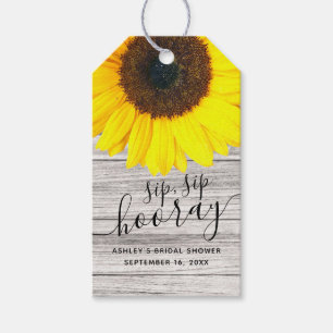 Étiquettes-cadeau Cadeau Rustique Tournesol Sip Sip Hourra