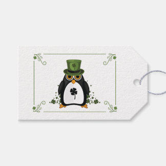 Étiquettes-cadeau Cadeau Trèfle Pingouin Chanceux pour la Fête