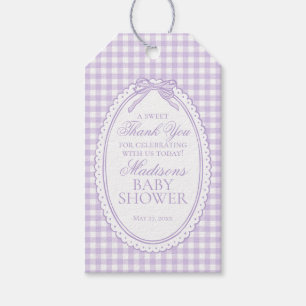 Étiquettes-cadeau Cadeaux de Baby Shower à l'arcasse Coquette Gingha
