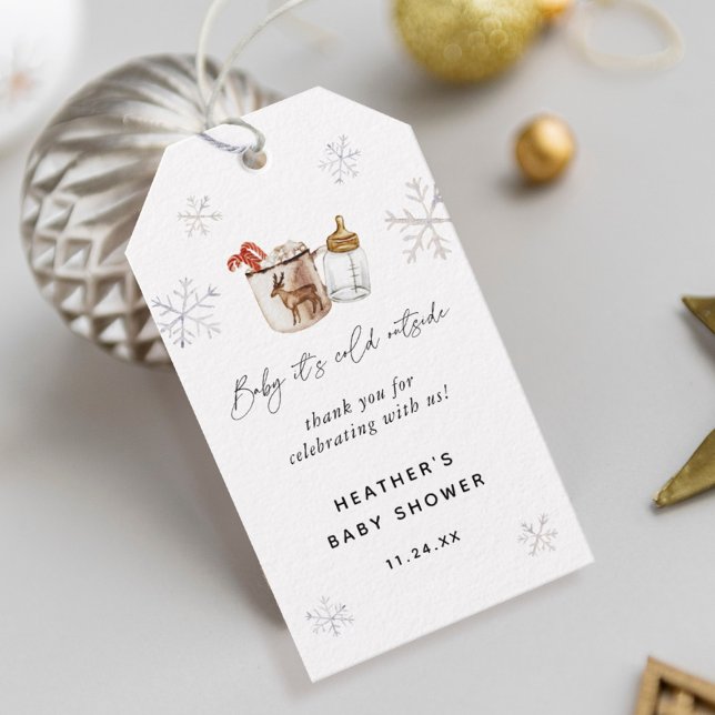 Étiquettes-cadeau Cadeaux de Baby Shower d'Hiver au Chocolat Chaud (Créateur téléchargé)