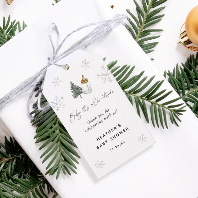 Étiquettes-cadeau Cadeaux de Baby Shower d'Hiver Bébé Il Fait Froid  (Créateur téléchargé)
