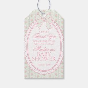 Étiquettes-cadeau Cadeaux de Baby Shower Floraux Fancy Vintage Vert