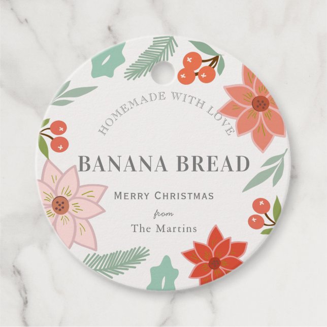 Étiquettes Cadeau Cadeaux de boulangerie maison Floral Crème vacance (Devant)