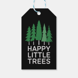 Étiquettes-cadeau Cadeaux de camping drôles et petits arbres heureux
