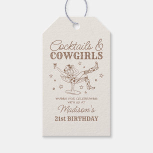 Étiquettes-cadeau Cadeaux de fête de rodeo de cow-girls et cocktails