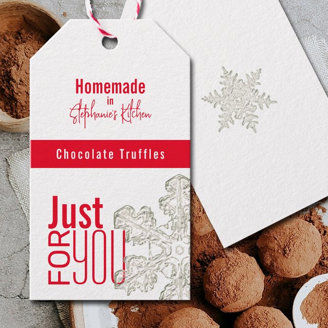 Étiquettes-cadeau Cadeaux de la cuisine Flocon de neige moderne (Simple Modern tag for your holiday gifts from the kitchen.  Cookies, candy, fudge, whatever you need)