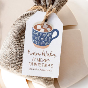 Étiquettes-cadeau Cadeaux de Noël Chocolat Chaud Souhaits Chaleureux