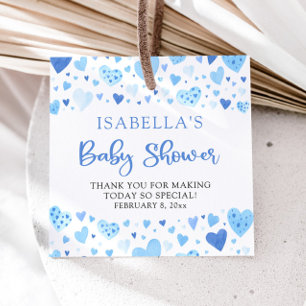 Étiquettes Cadeau Cadeaux de Saint-Valentin Blue Hearts pour Baby Sh