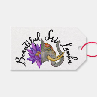 Étiquettes-cadeau Cadeaux sri lankais avec éléphant et lotus