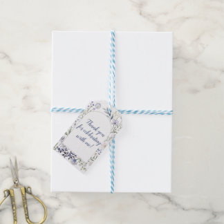 Étiquettes-cadeau Cadre de fleur sauvage bleu aquarelle