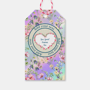 Étiquettes-cadeau Cadre en forme de cœur floral élégant : pour chaqu