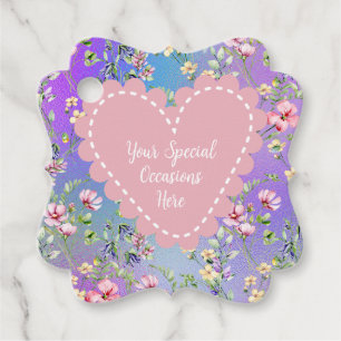 Étiquettes Cadeau Cadre en forme de cœur floral élégant : pour toute
